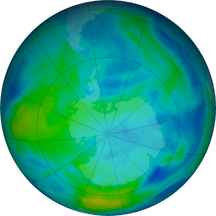 Antarctic ozone map for 08 May 2021